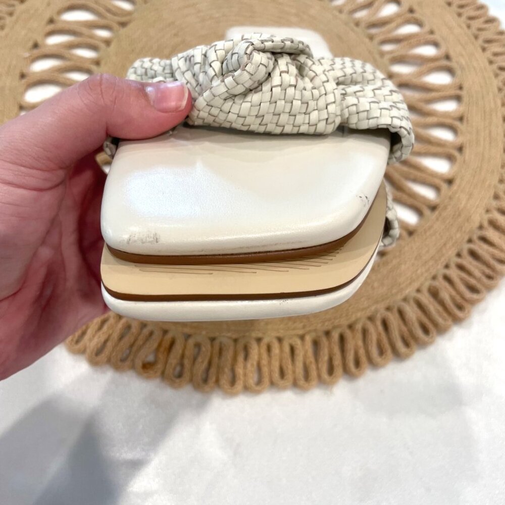 Marc Fisher LTD Marlon Leather Woven Slide Flat Sandals Ivory 9.5 - Picture 8 of 9